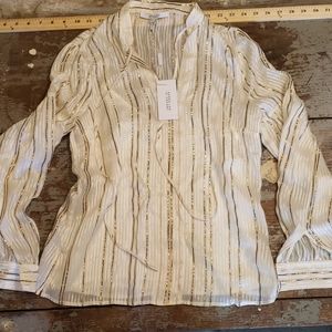 DEREK LAM 10 CROSBY sz2 gold striped blouse
